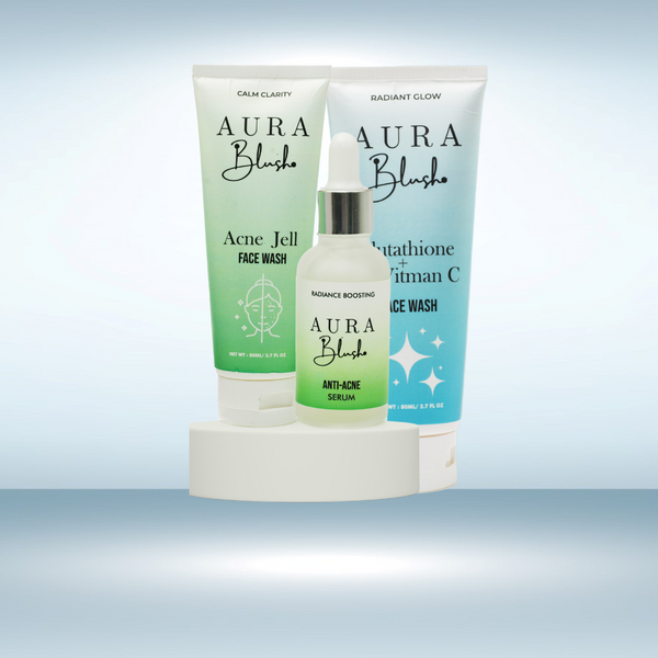 Aura Blush Bundle ( Acne Face Wash+ Acne Serum + Glutathione Face wash)