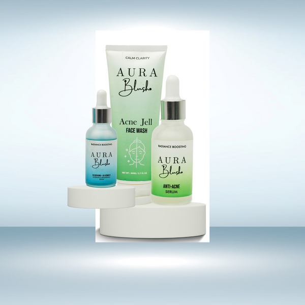 Aura Blush Bundle ( Acne Face Wash+ Acne Serum + Glutathione Vitamin C Serum)